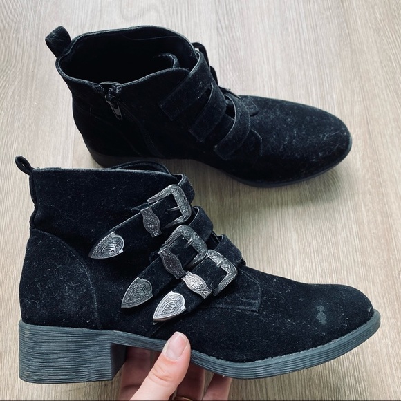 Rampage Lefthook Black Velvet Western Ankle Boots - Picture 1 of 7